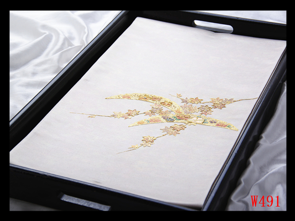 公式の店舗 【W491】西陣厳選逸品 金彩 螺鈿 草花文様シルバ-地 太鼓