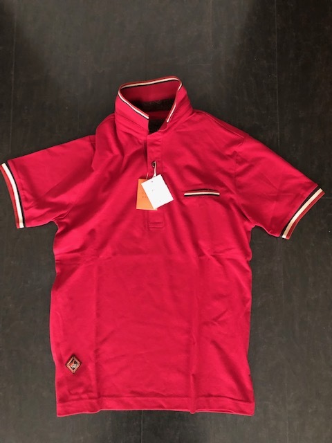  新品 未使用 仕立ての良い日本製 スタイルワークス ポロシャツ 濃赤色 Sサイズ ショップ紙袋付_画像1