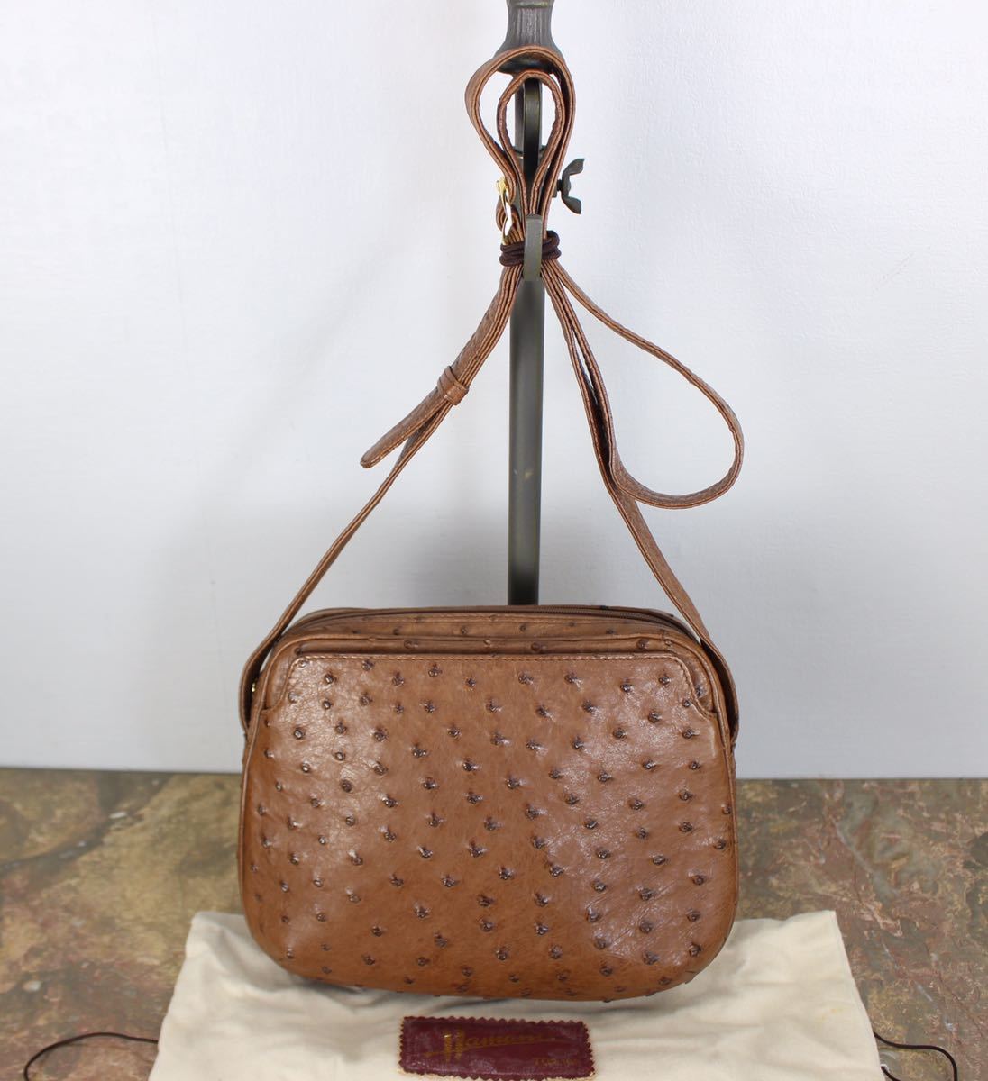 HAMANO OSTRICH LEATHER SHOULDER BAG/濱野オーストリッチレザー