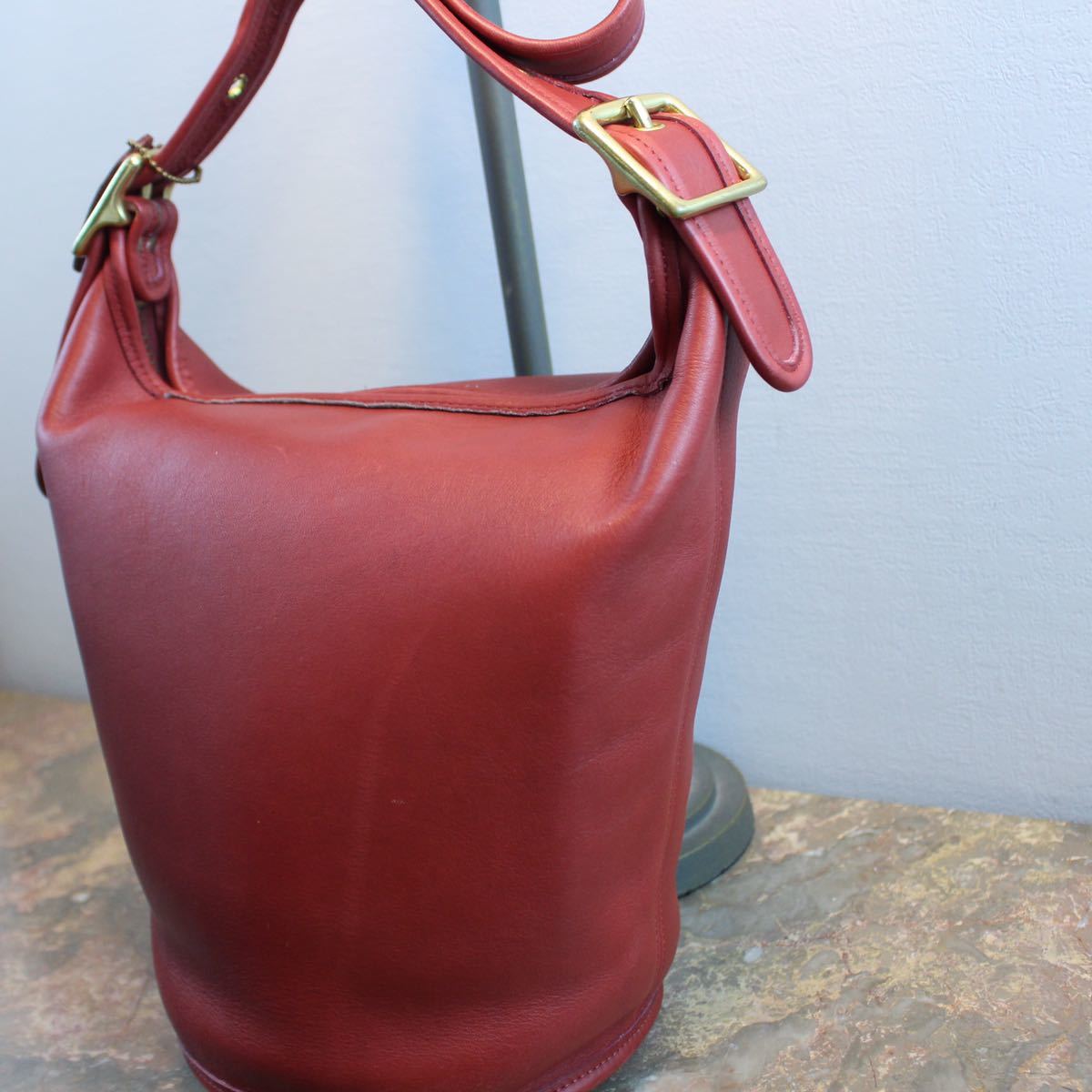 OLD COACH BACKET TYPE LEATHER SHOULDER BAG MADE IN USA/オールドコーチバケツ型レザーショルダーバッグ