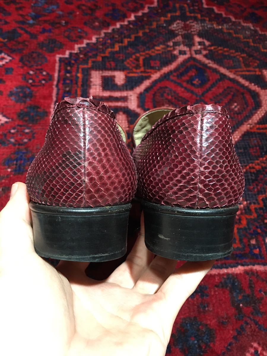 GUCCI PYSON LEATHER HORSE BIT LOAFER MADE IN ITALY/グッチパイソンレザーホースビットローファー35 C_画像7