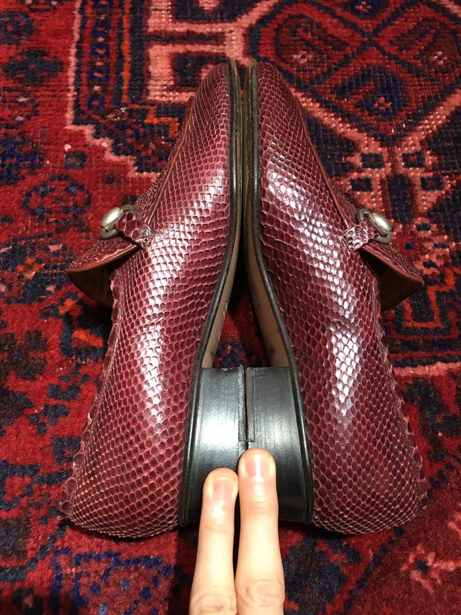 GUCCI PYSON LEATHER HORSE BIT LOAFER MADE IN ITALY/グッチパイソンレザーホースビットローファー35 C_画像6
