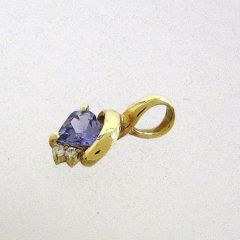 [ tanzanite ] pendant charm K18 YG diamond 