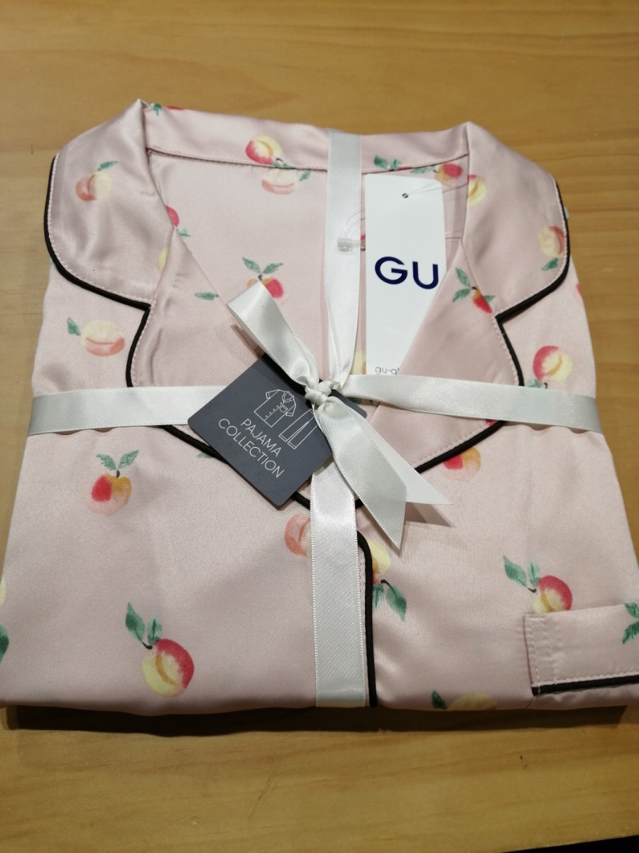 ジーユー　GU ルームウェア　サテン パジャマ アプリコット　ピンク　XLサイズ