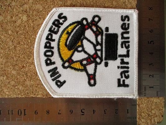 90s ボウリングPIN POPPERS Fair Lanes刺繍ワッペン/アップリケ米国フェアレーンUSAアメリカbowlingヴィンテージ パッチ ピン V143_画像7