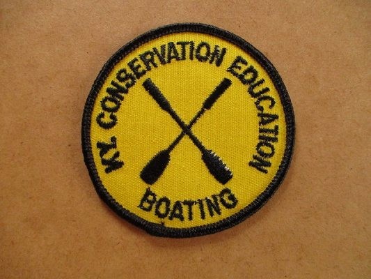 80s KY.CONSERVATION EDUCATION BOATING ボート 刺繍ワッペン/船オール自然マリンスポーツ海スポーツ パッチPATCHESアップリケ V144_画像1