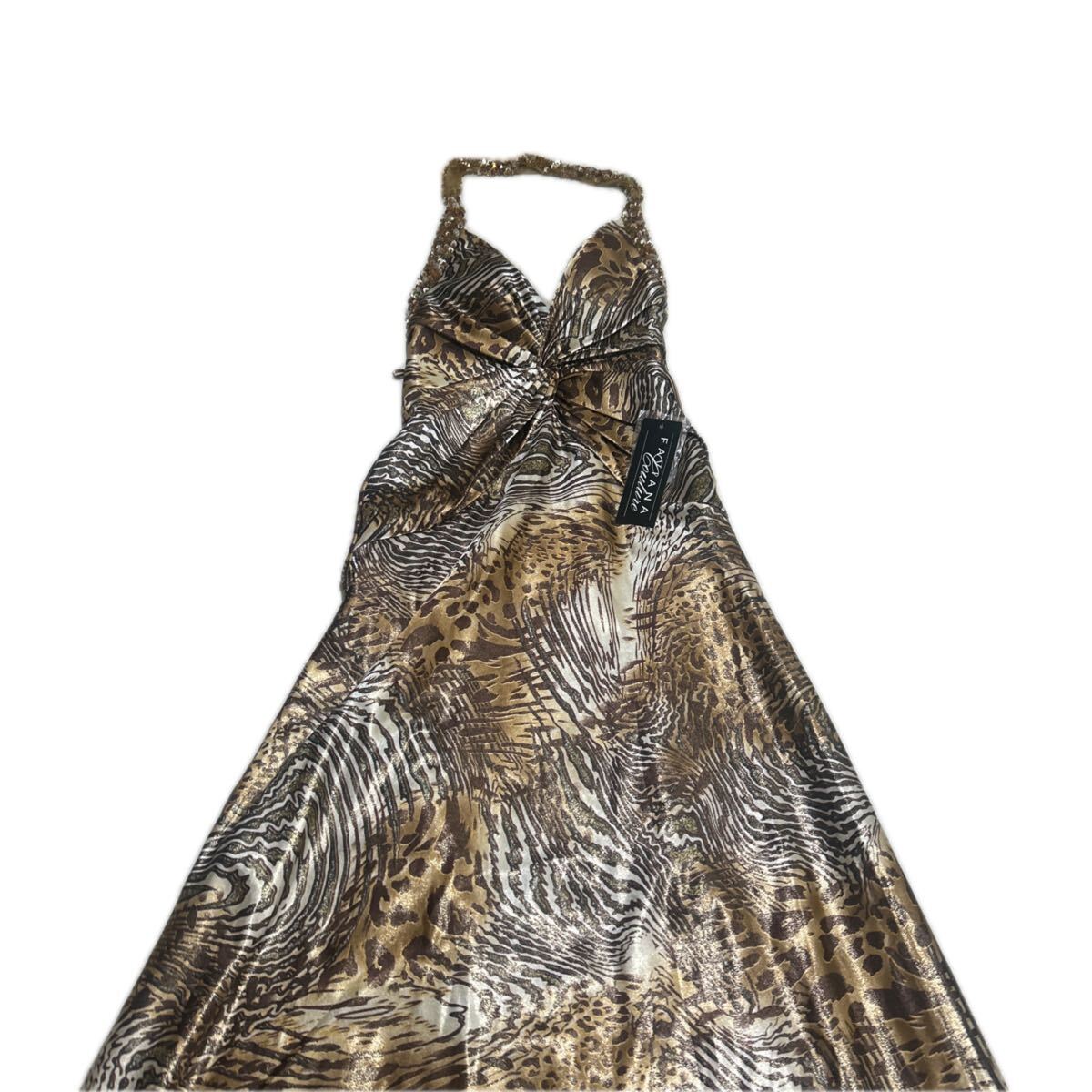 新品 タグ付き 未使用品 Faviana Couture ドレス ロングワンピース ホルターネックドレス きれいめ 高級感 ブラウン 0サイズ XSサイズ_画像2