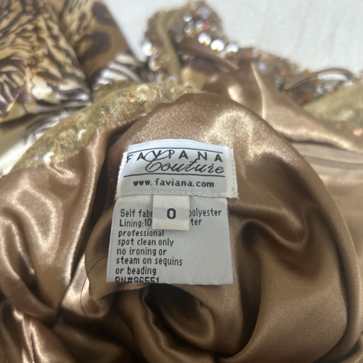 新品 タグ付き 未使用品 Faviana Couture ドレス ロングワンピース ホルターネックドレス きれいめ 高級感 ブラウン 0サイズ XSサイズ_画像5