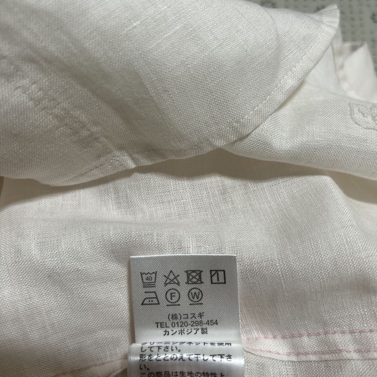新品 タグ付き 未使用品 Golden Bear ゴールデンベア 長袖 シャツ 七分袖 無地 シンプル 刺繍 カジュアル リネン100% ピンク 桃色 Mサイズ_画像8