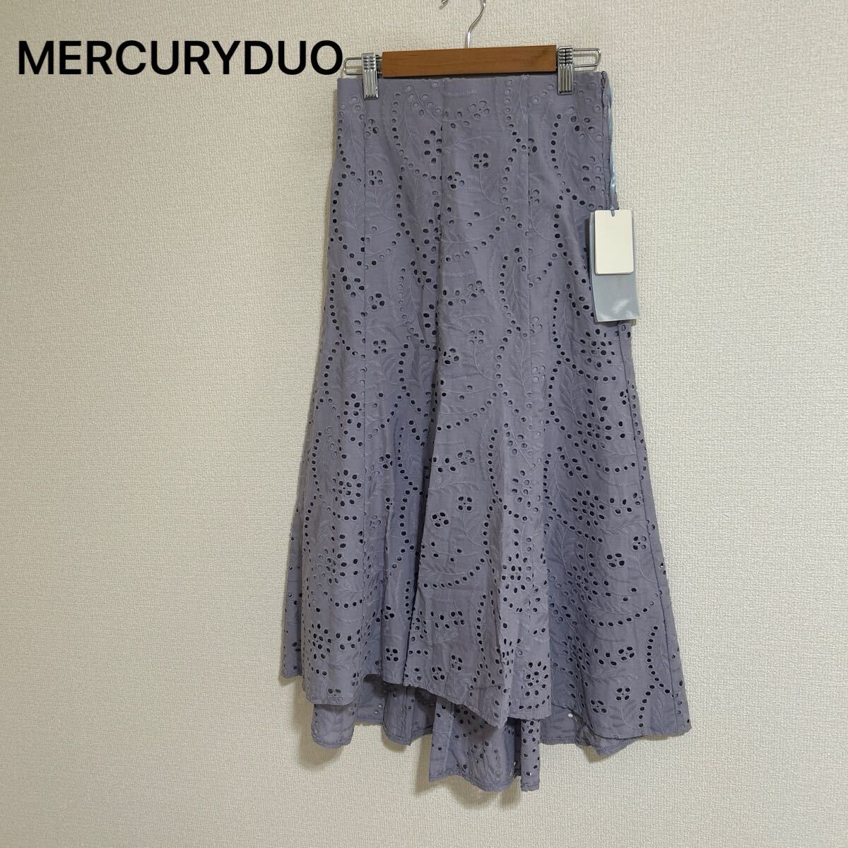 定価12,100円 新品 タグ付き 未使用品 MERCURYDUO マーキュリーデュオ スカート ロング レース きれいめ 上品 パープル 紫 Sサイズ_画像1