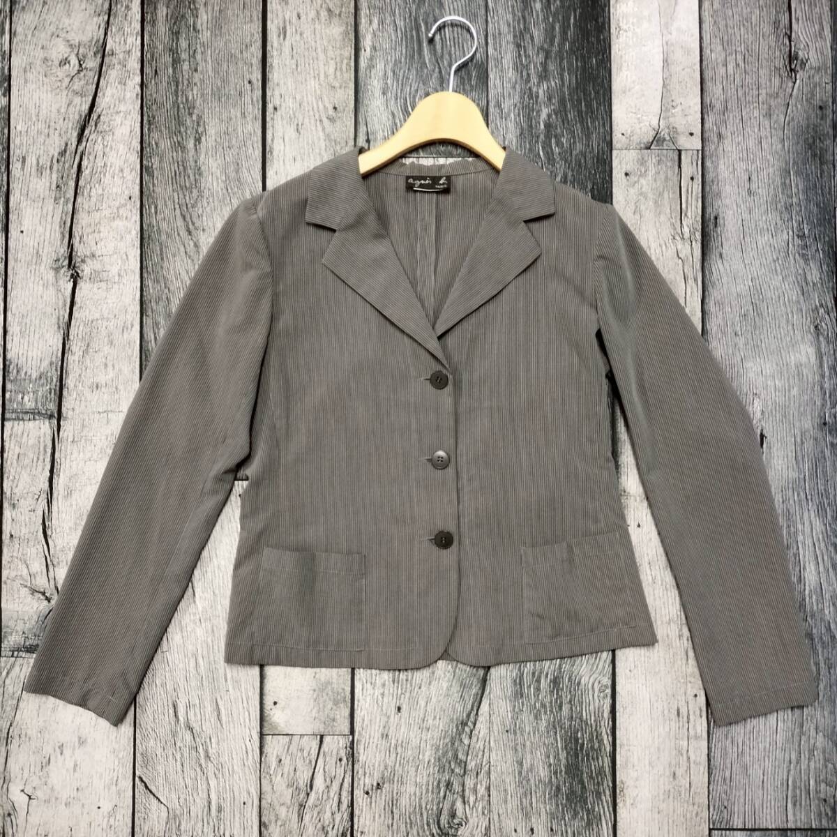 agnes b. アニエスベー レディース スーツ セットアップ テーラードジャケット ストレートパンツ グレー Sサイズ 上品フォーマル ビジネス_画像2
