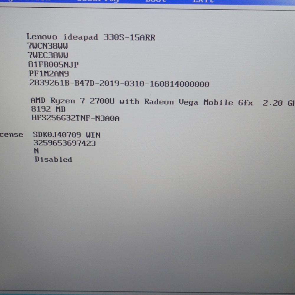 【ジャンク】 Lenovo ideapad 330S Ryzen 7 SSD256GB メモリ8GB 部品取りや再起させられる方向け【送料無料】 No812_画像2