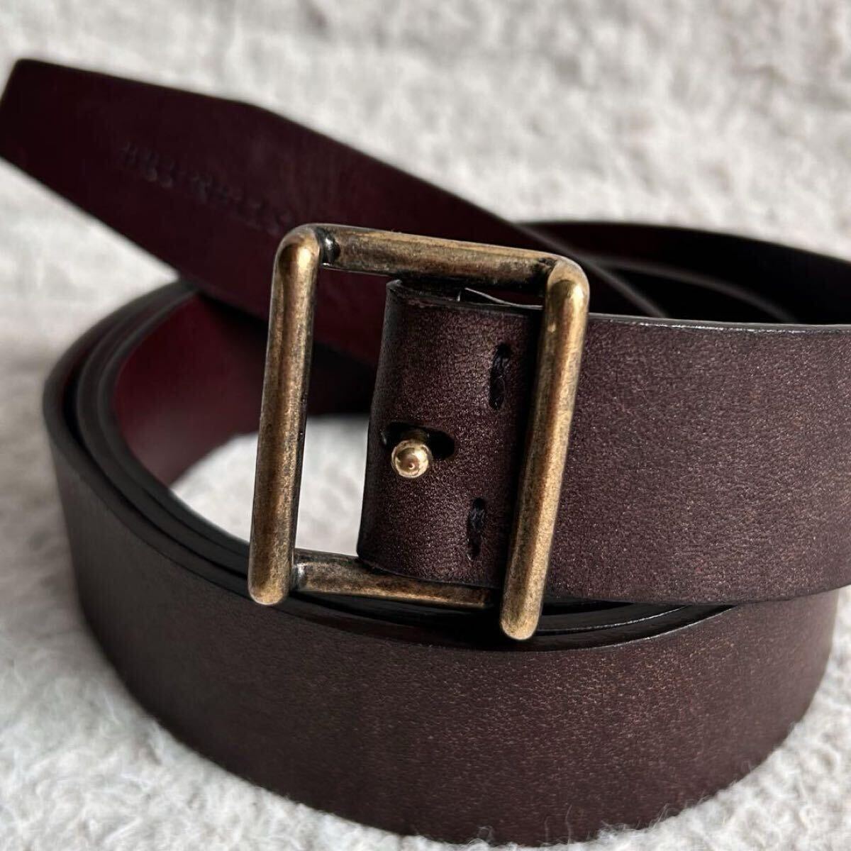 【溢れ出る高級感 極美品】BRUNELLO CUCINELLI ブルネロクチネリ レザーベルト 本革 金具バックル ブラウン 茶色 イタリア製 入手困難品_画像2