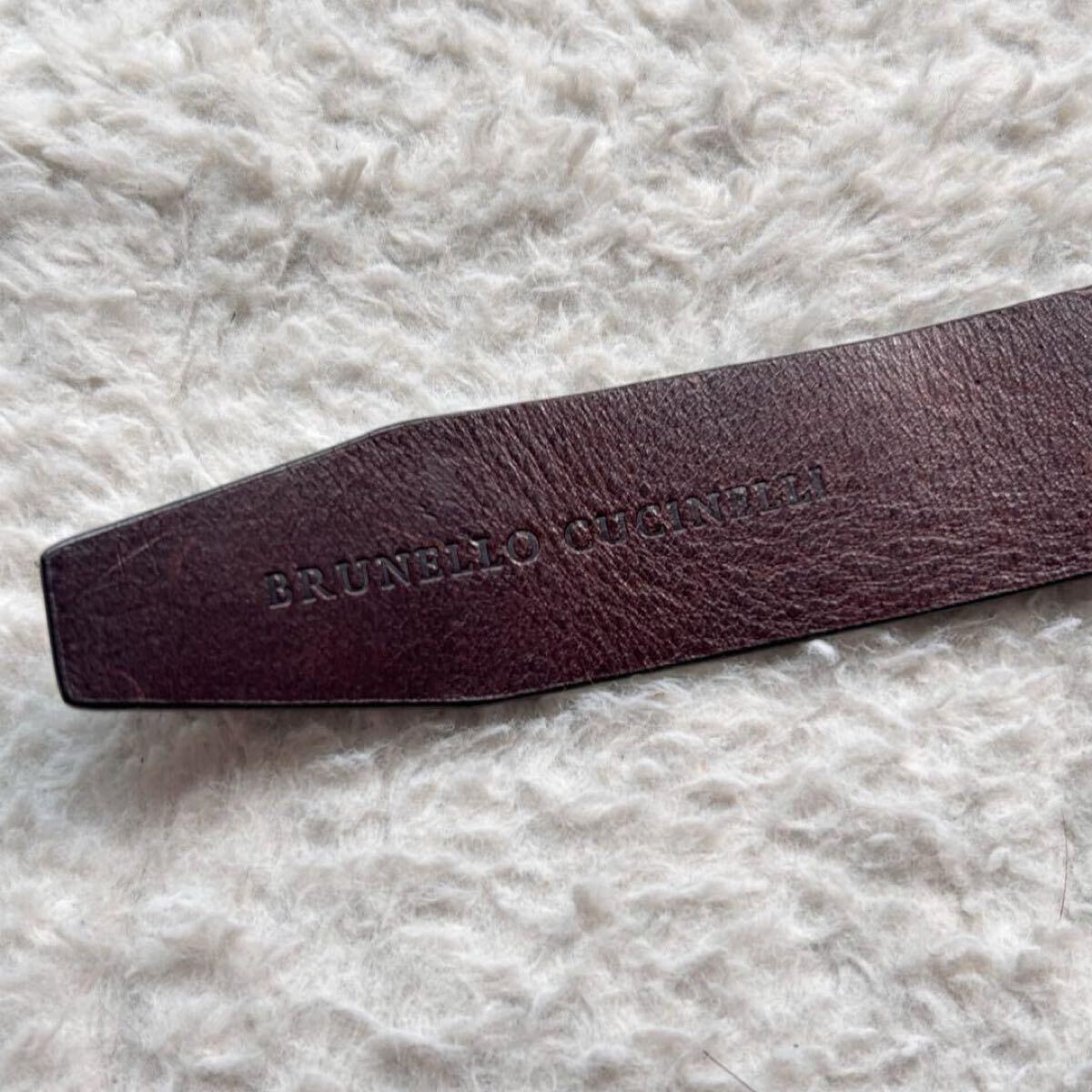 【溢れ出る高級感 極美品】BRUNELLO CUCINELLI ブルネロクチネリ レザーベルト 本革 金具バックル ブラウン 茶色 イタリア製 入手困難品_画像10