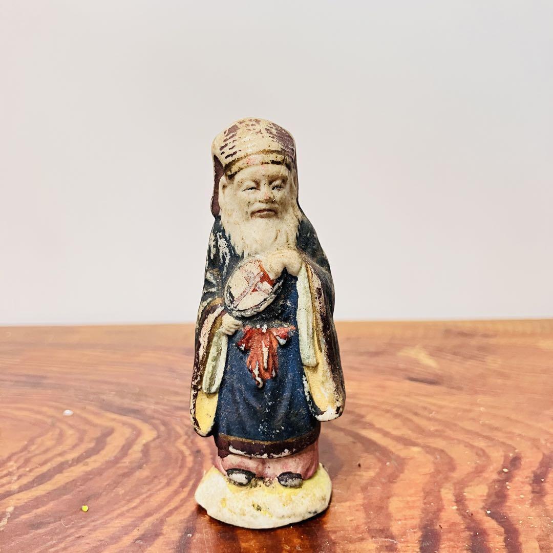 福禄寿 土人形 七福神 素焼き人形 郷土玩具 民藝風 アンティーク 蚤の市_画像2