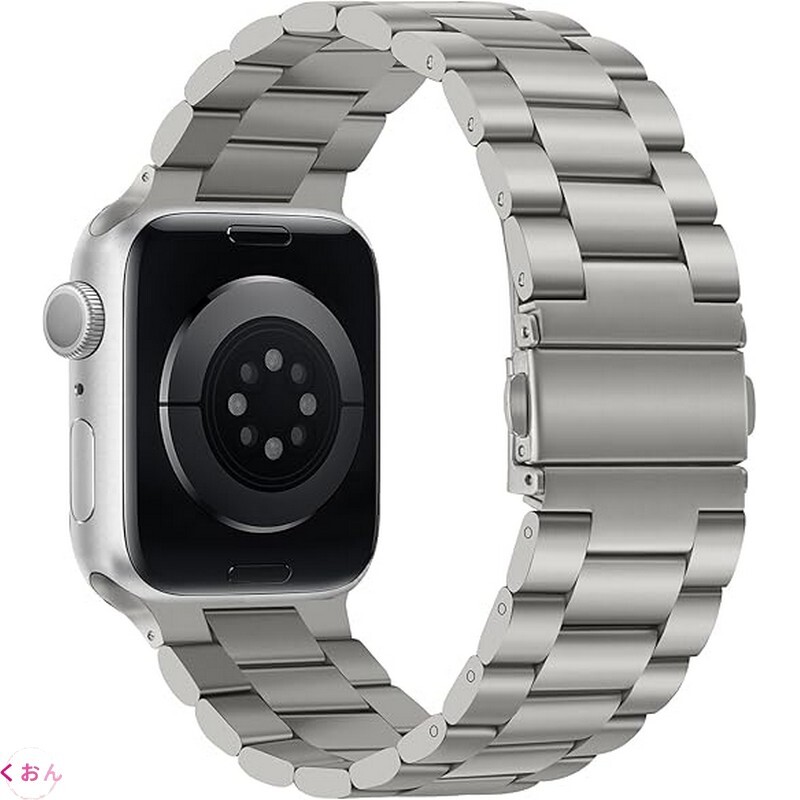 チタンカラー 46mm スタイリッシュステンレス鋼 金属製 アップル ウォッチ Apple Watch series 11(2025)/ 10 バンド ベルト_画像3