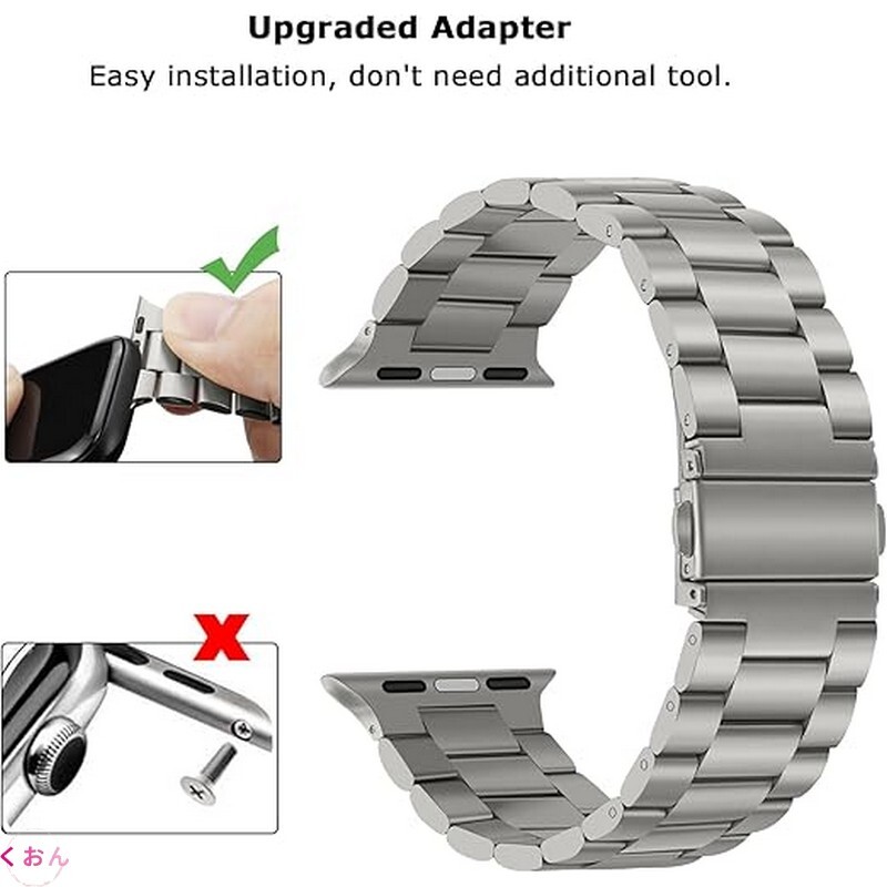 チタンカラー 46mm スタイリッシュステンレス鋼 金属製 アップル ウォッチ Apple Watch series 11(2025)/ 10 バンド ベルト_画像1