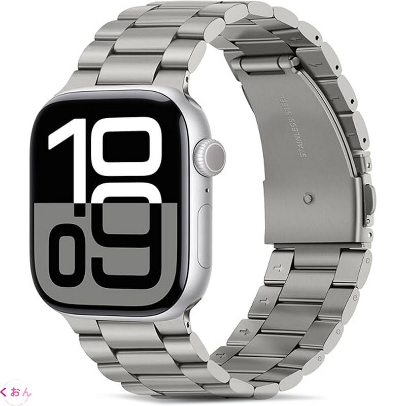 チタンカラー 46mm スタイリッシュステンレス鋼 金属製 アップル ウォッチ Apple Watch series 11(2025)/ 10 バンド ベルト_画像2