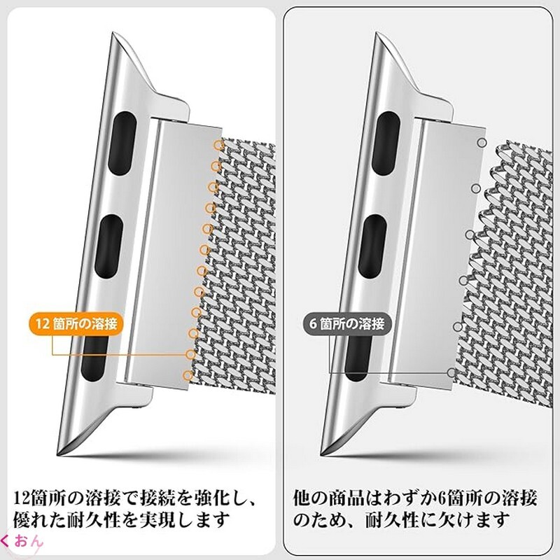 シルバー 46mm スタイリッシュ 高品質 ステンレス鋼 アップル ウォッチ Apple Watch series 11(2025)/ 10 バンド ベルト_画像4