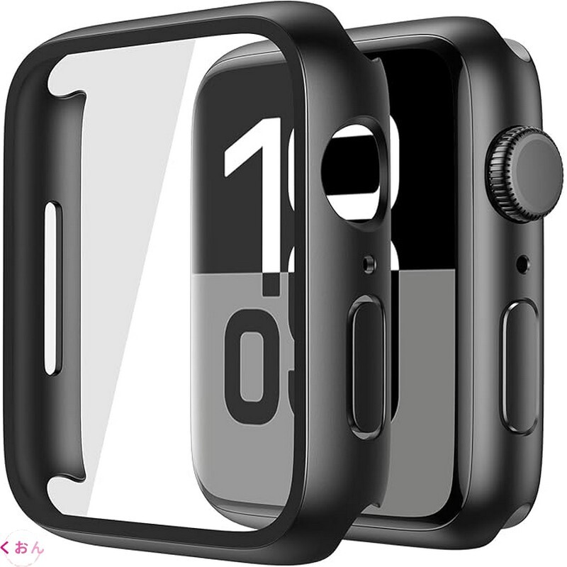 ブラック 46mm PC + 強化ガラス 装着簡単 アップル ウォッチ Apple Watch series 11(2025)/ 10 耐衝撃 全面保護 ケース カバー_画像2