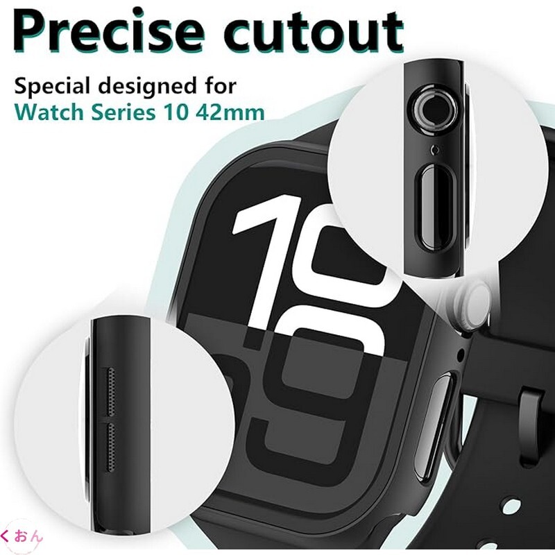 5枚セット 42mm PC + 強化ガラス 一体型 装着簡単 アップル ウォッチ Apple Watch series 11（2025）/ 10 耐衝撃 全面保護 ケース カバー_画像3