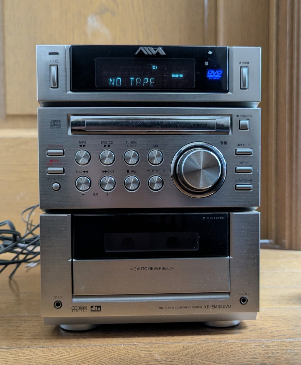 【通電OK！】■AIWA DVD/CD カセット ラジオコンポ XR-EM33DVD■99-1031_画像2