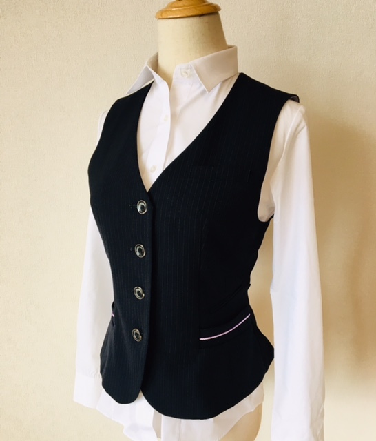 ※Cランク※【中古】SELERY_11号ベスト(ストライプ)03811/セロリー/かわいいOL制服/おしゃれ会社事務服 _画像2