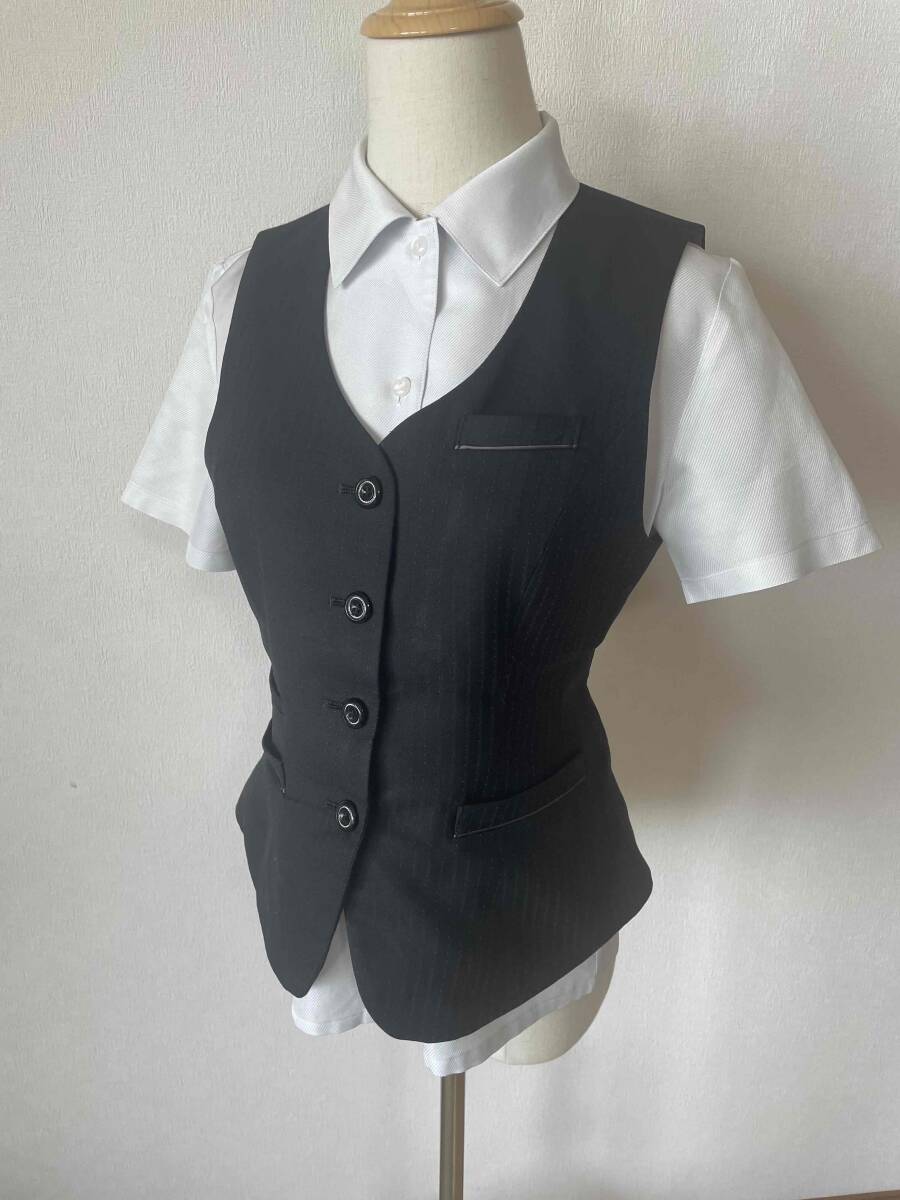 ※Cランク※【中古】ALPHAPIER_11号ベスト/AR2882-2/ブラック/アルファピア/かわいい会社事務服/おしゃれOL制服_画像2