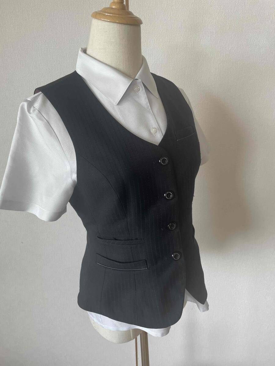 ※Cランク※【中古】ALPHAPIER_11号ベスト/AR2882-2/ブラック/アルファピア/かわいい会社事務服/おしゃれOL制服_画像5