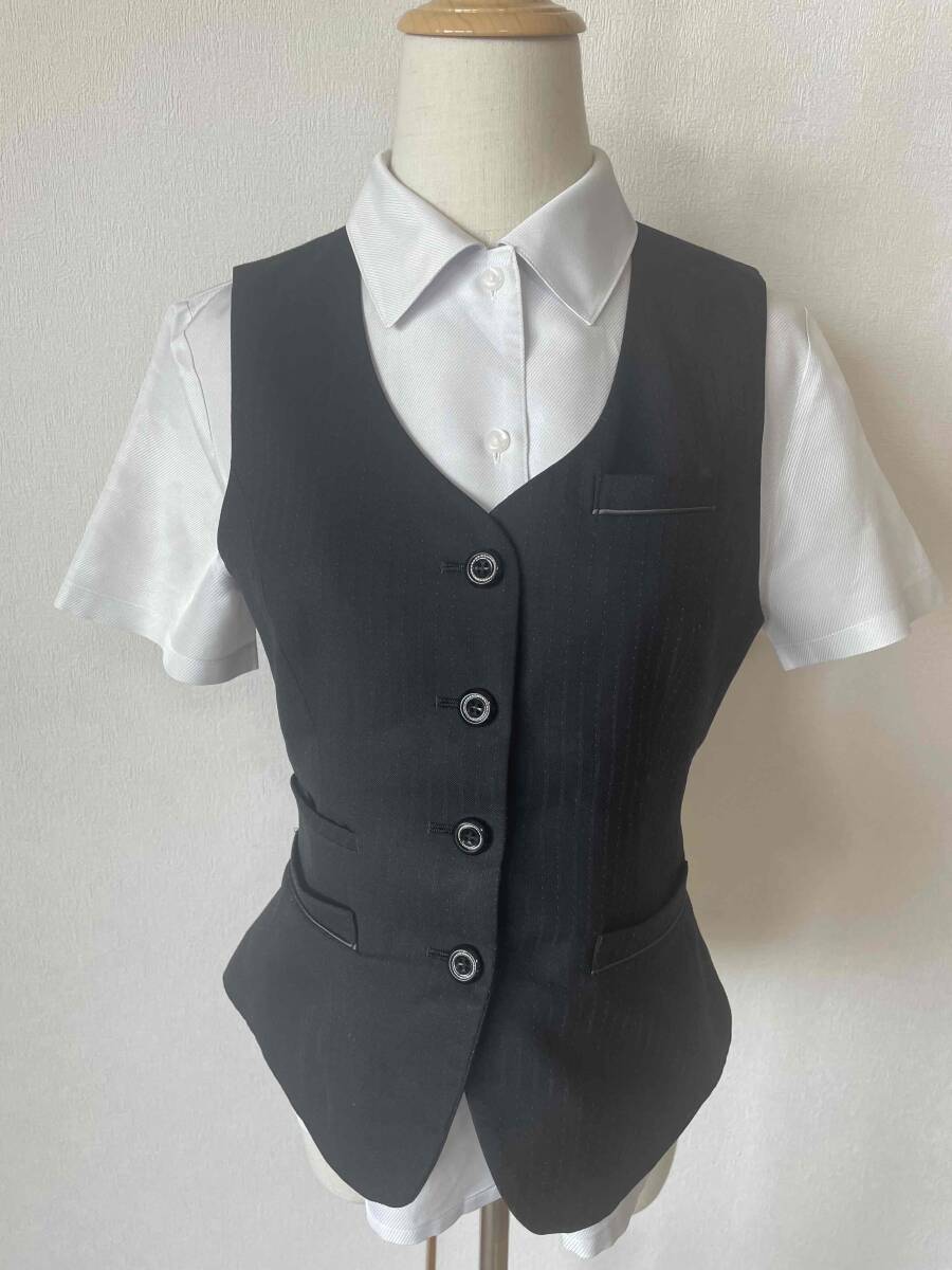 ※Cランク※【中古】ALPHAPIER_11号ベスト/AR2882-2/ブラック/アルファピア/かわいい会社事務服/おしゃれOL制服_画像7