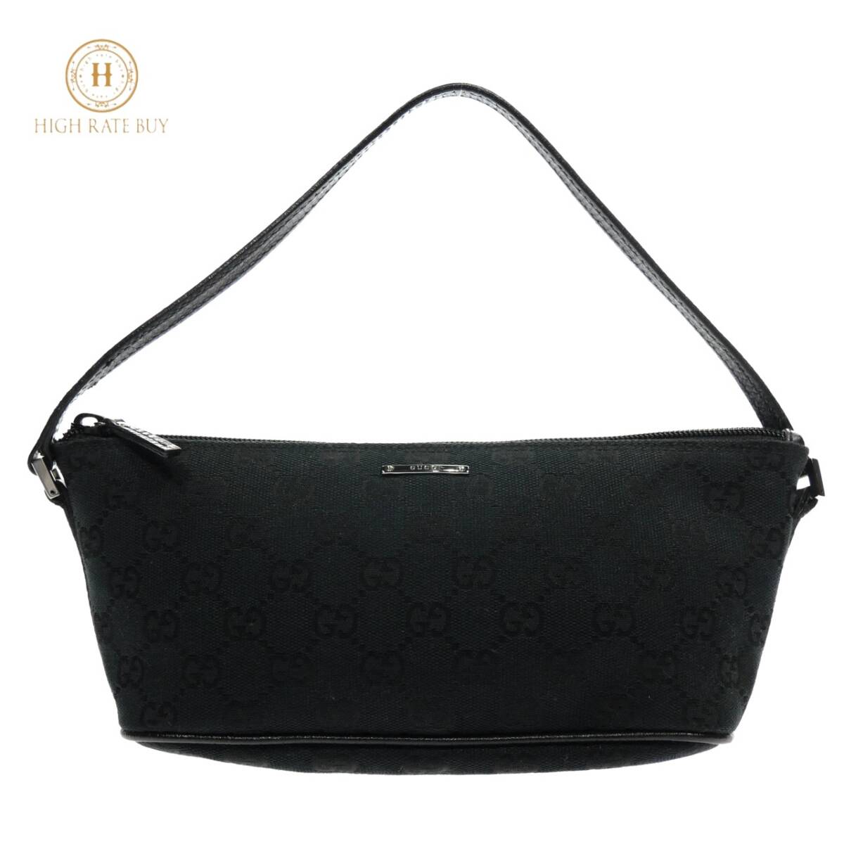 1円スタート 美品 GUCCI グッチ GGキャンバス ハンドバッグ 07198 GG柄 シルバー金具 アクセサリーポーチ ミニバッグ ブラック レディース_画像1