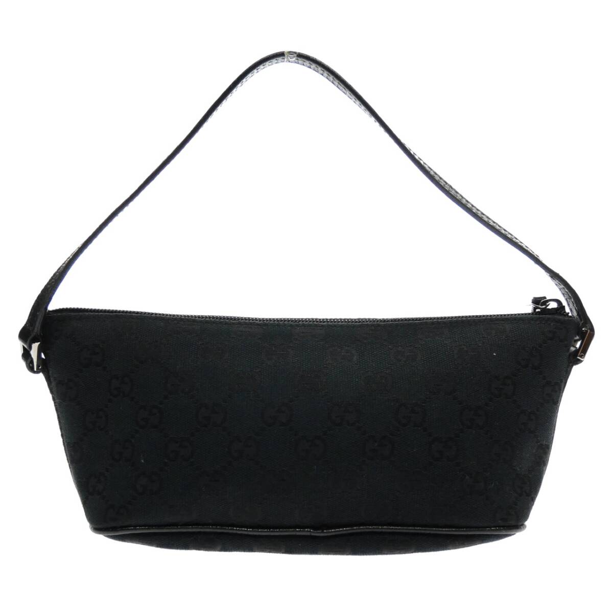 1円スタート 美品 GUCCI グッチ GGキャンバス ハンドバッグ 07198 GG柄 シルバー金具 アクセサリーポーチ ミニバッグ ブラック レディース_画像2