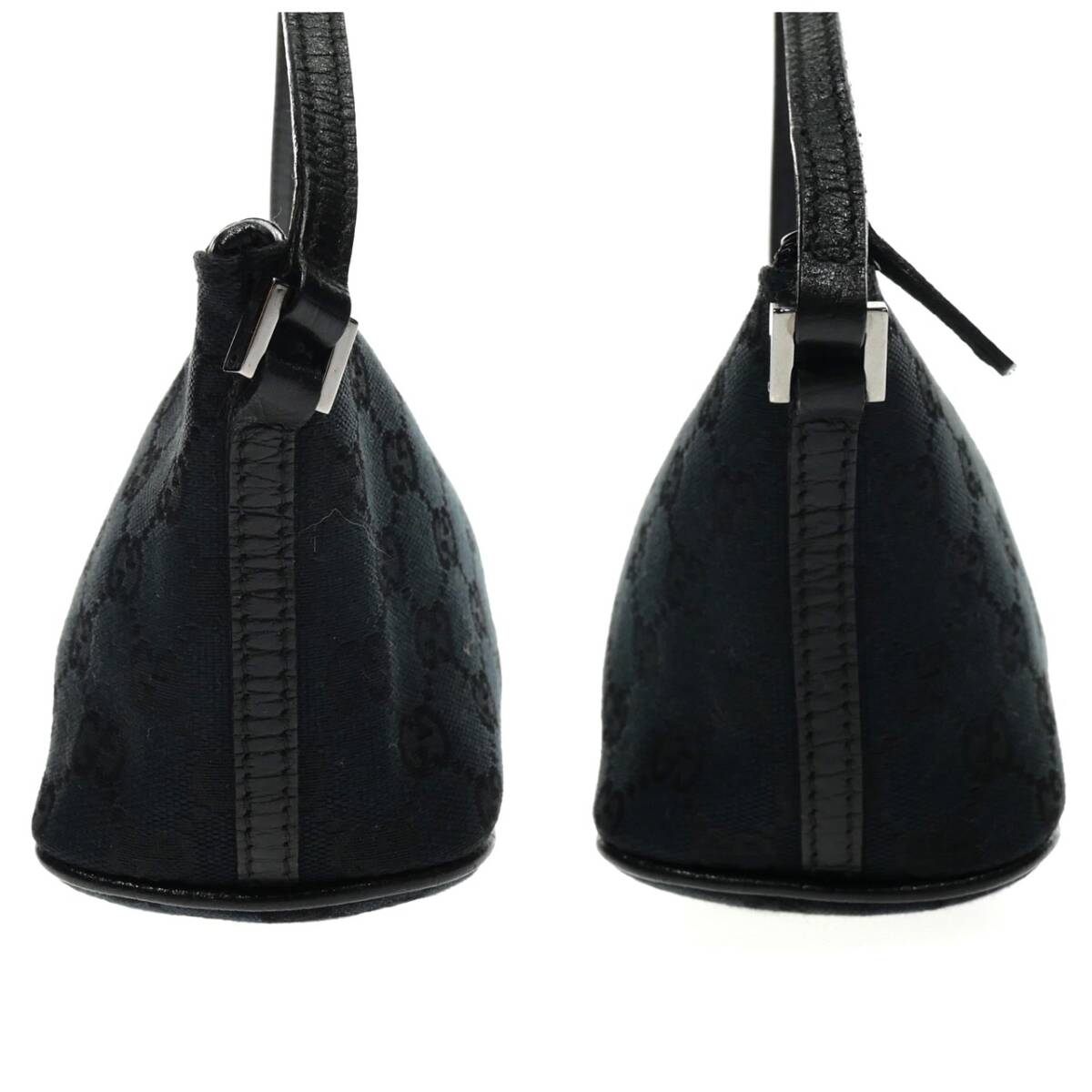 1円スタート 美品 GUCCI グッチ GGキャンバス ハンドバッグ 07198 GG柄 シルバー金具 アクセサリーポーチ ミニバッグ ブラック レディース_画像3