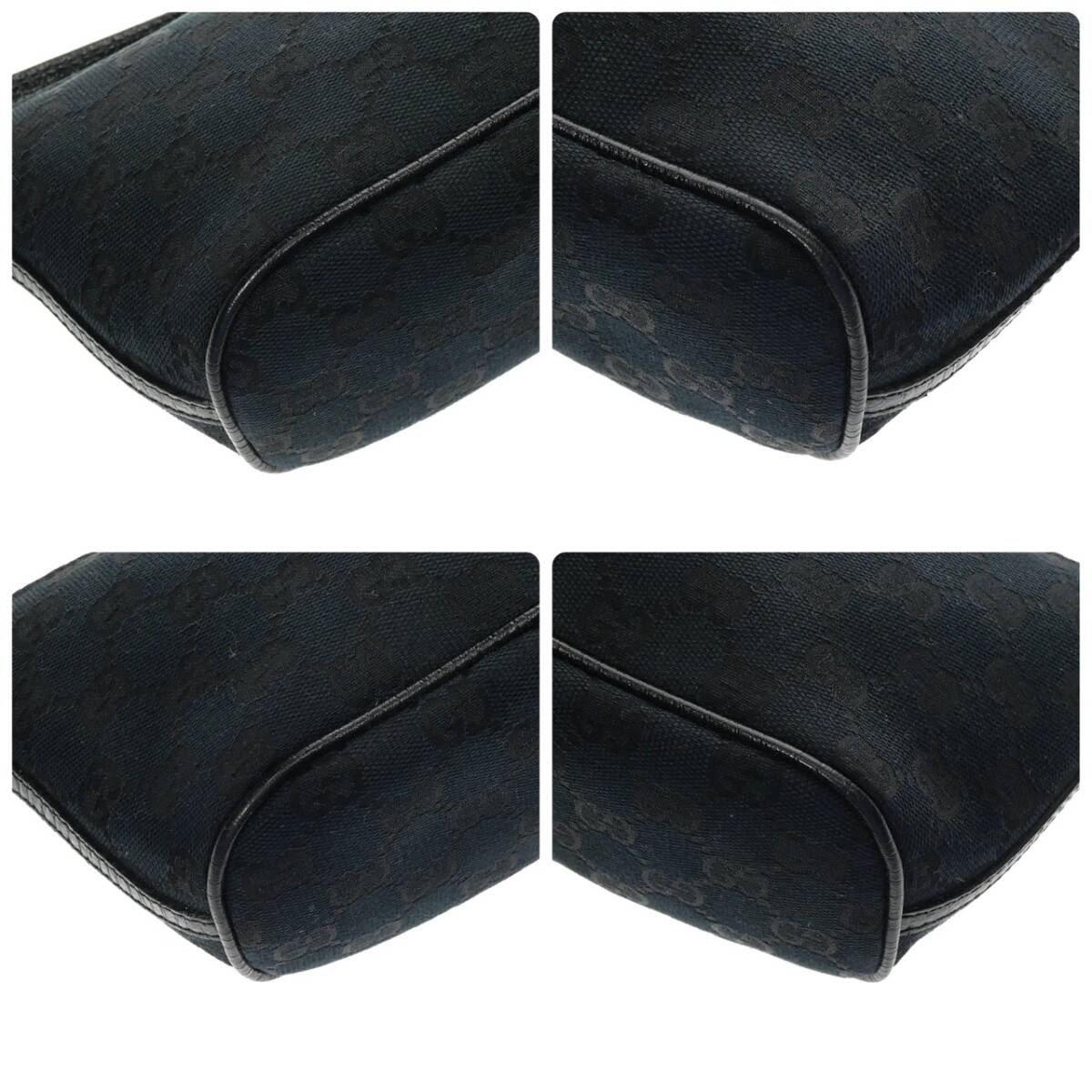 1円スタート 美品 GUCCI グッチ GGキャンバス ハンドバッグ 07198 GG柄 シルバー金具 アクセサリーポーチ ミニバッグ ブラック レディース_画像5