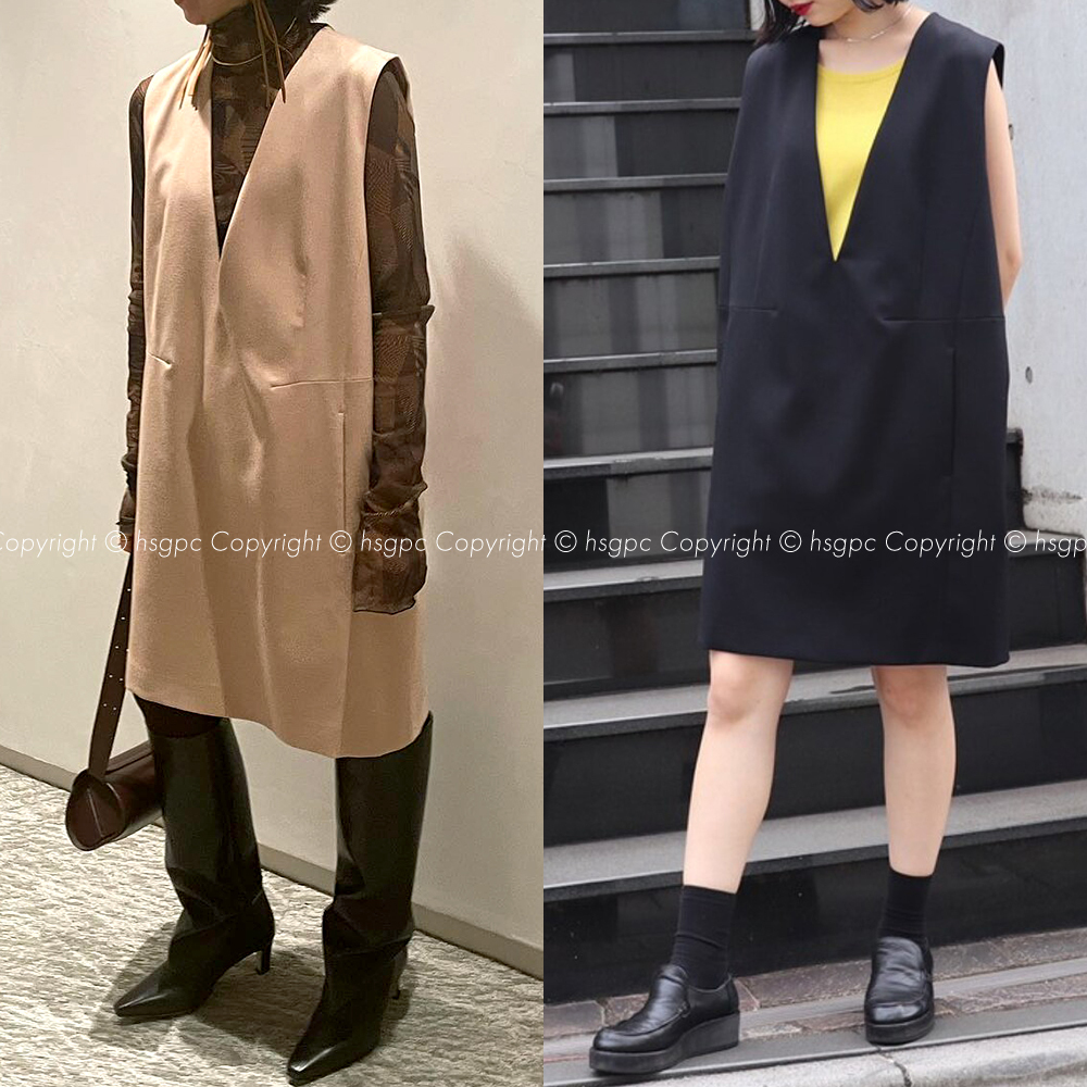 【定価7.7万】新品 MM6 メゾン マルジェラ Vネック ワンピース ノースリーブレス ジレ ドレス チュニック ノースリーブ Maison Margiela_画像2