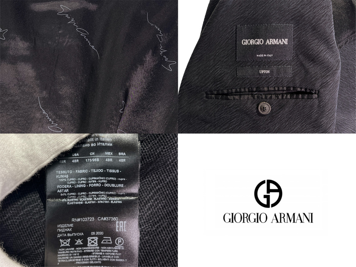 I830(48R).. GIORGIO ARMANI ジョルジオ アルマーニ ジャケット JK シングル ★ チャコールグレー_画像9