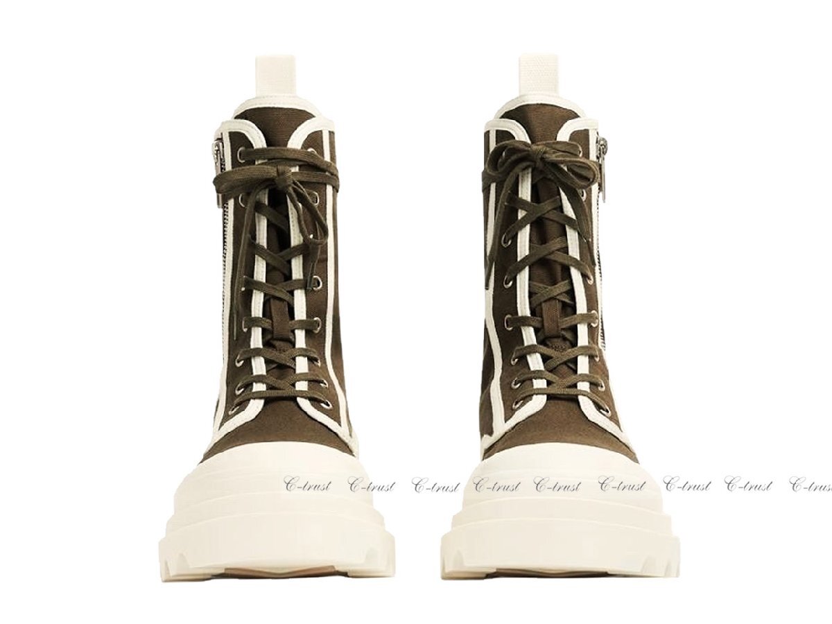L245-BW-41.. BOTTEGA VENETA ボッテガ ヴェネタ ハイカット ブーツ シューズ レースアップ ロゴ イタリア製 ★ 3690 BROWN+WHITE_画像6
