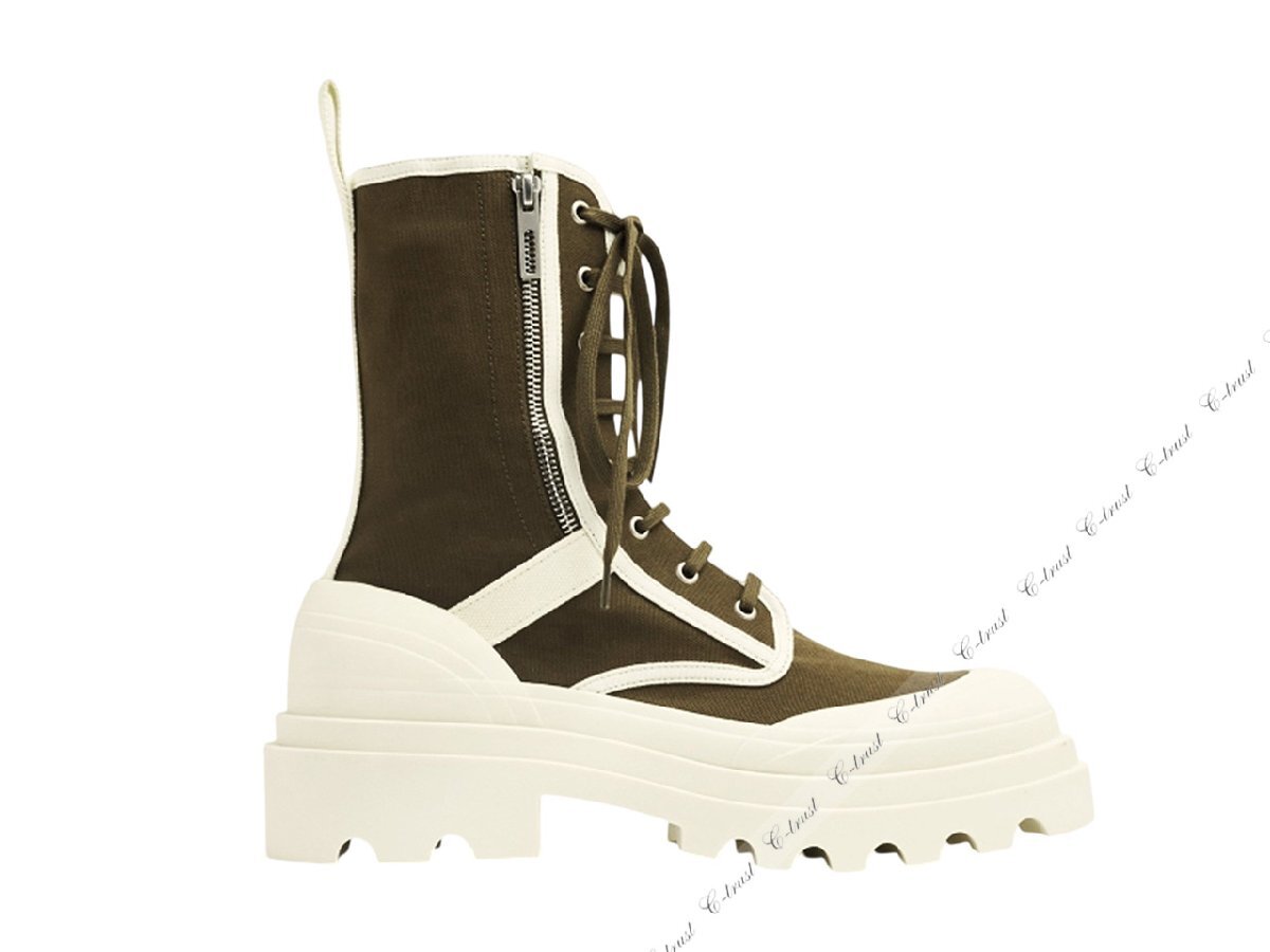 L245-BW-41.. BOTTEGA VENETA ボッテガ ヴェネタ ハイカット ブーツ シューズ レースアップ ロゴ イタリア製 ★ 3690 BROWN+WHITE_画像3
