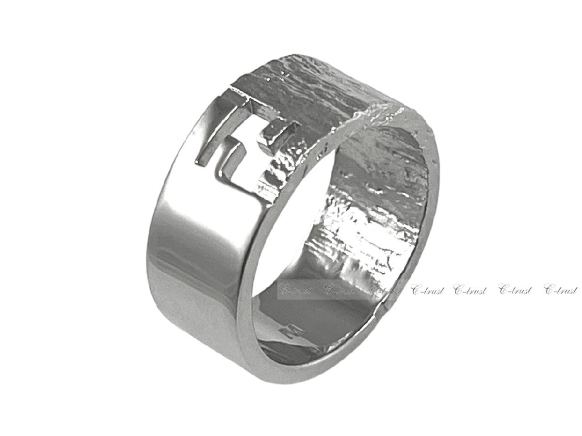 L758-M.. FENDI フェンディ リング 指輪 FF RING パラジウム メタル ロゴ メンズ イタリア製 7AJ774B08F0TH0 ★ シルバー_画像2