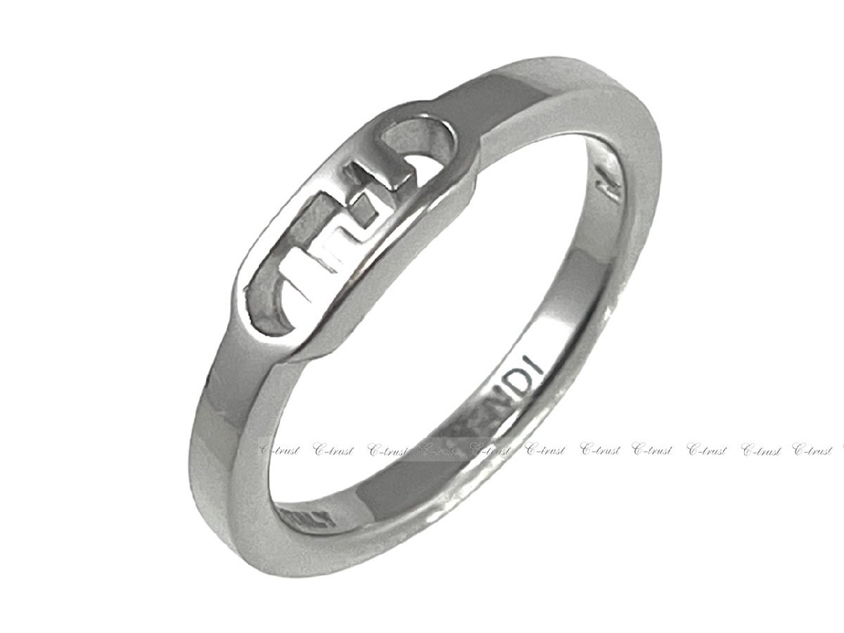 L755-M.. FENDI フェンディ リング 指輪 RING O'Lock パラジウム メタル FF ロゴ メンズ イタリア製 7AJ796B08F0TH0 ★ シルバー_画像2