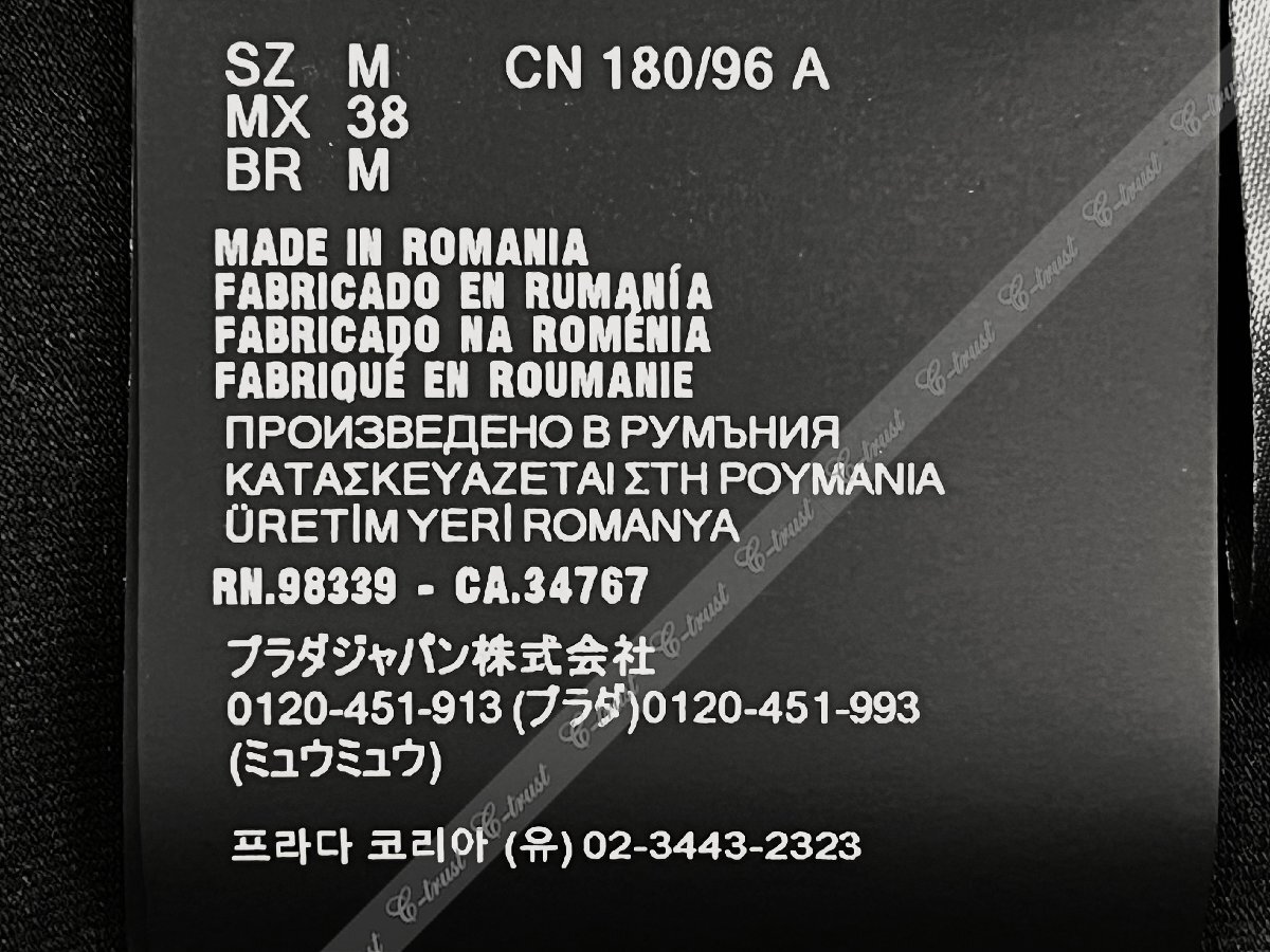 L713-M.. PRADA プラダ Tシャツ トライアングル クルーネック 半袖 コットン ロゴ ★ F0002 ブラック_画像10