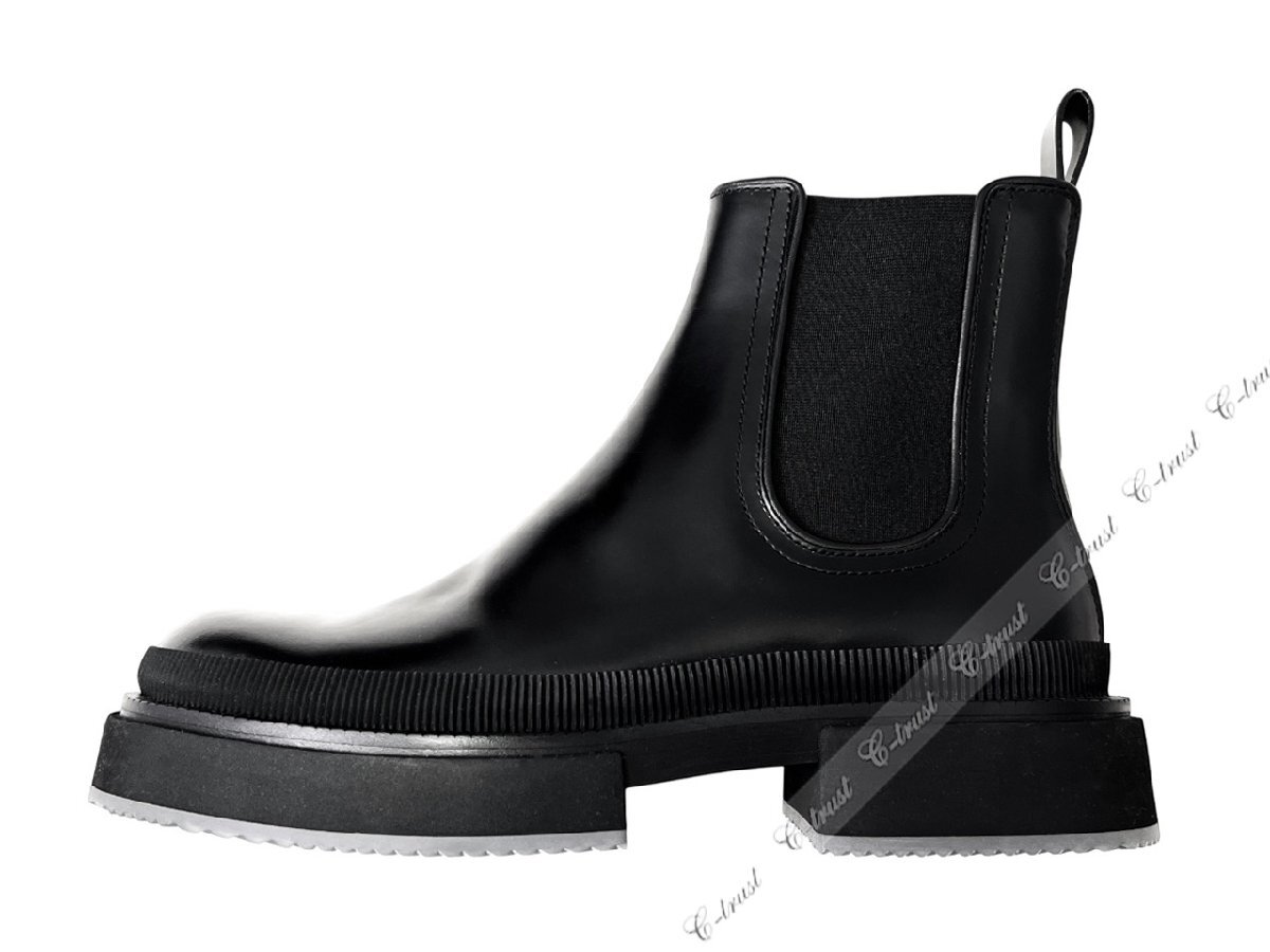 L290-7.. GIORGIO ARMANI ジョルジオ アルマーニ シューズ ブーツ 靴 レザー GA ロゴ イタリア製 ★ ブラック_画像3