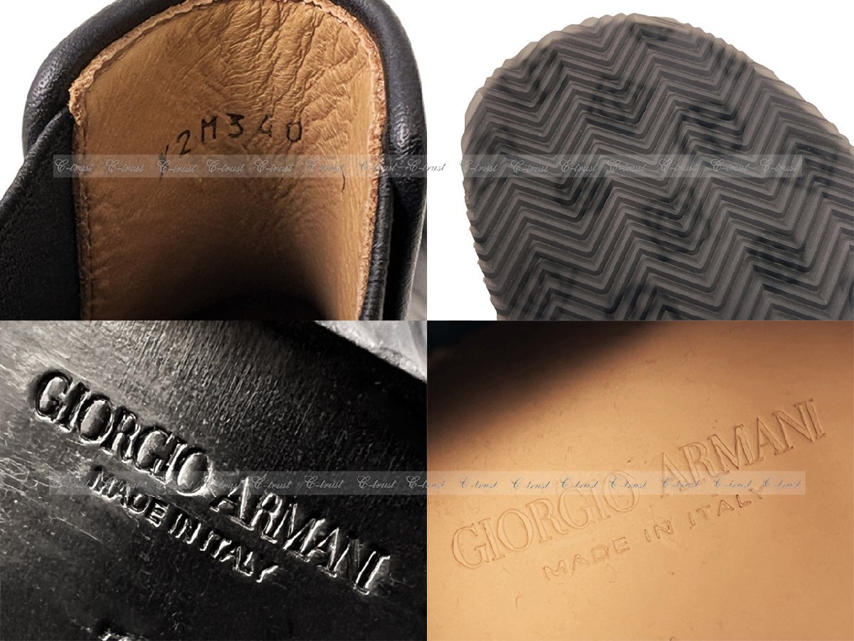 L290-7.. GIORGIO ARMANI ジョルジオ アルマーニ シューズ ブーツ 靴 レザー GA ロゴ イタリア製 ★ ブラック_画像9