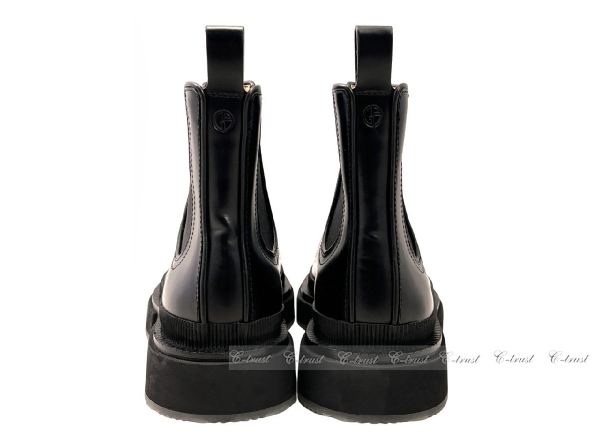 L290-7.. GIORGIO ARMANI ジョルジオ アルマーニ シューズ ブーツ 靴 レザー GA ロゴ イタリア製 ★ ブラック_画像6