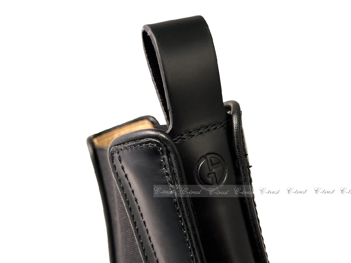 L290-7.. GIORGIO ARMANI ジョルジオ アルマーニ シューズ ブーツ 靴 レザー GA ロゴ イタリア製 ★ ブラック_画像8