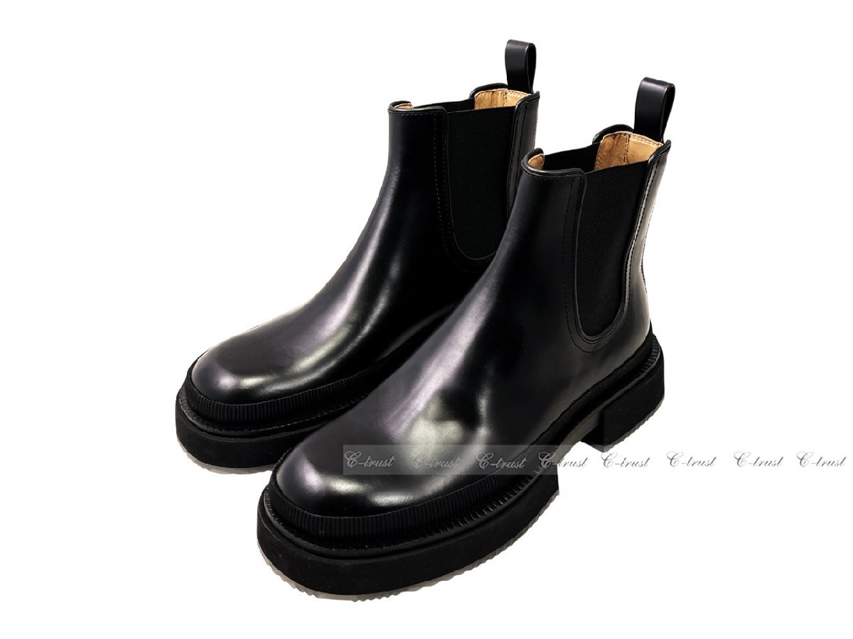 L290-7.. GIORGIO ARMANI ジョルジオ アルマーニ シューズ ブーツ 靴 レザー GA ロゴ イタリア製 ★ ブラック_画像2