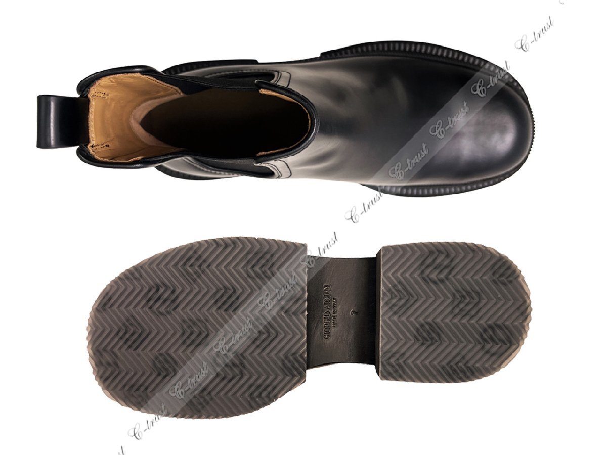 L290-7.. GIORGIO ARMANI ジョルジオ アルマーニ シューズ ブーツ 靴 レザー GA ロゴ イタリア製 ★ ブラック_画像4
