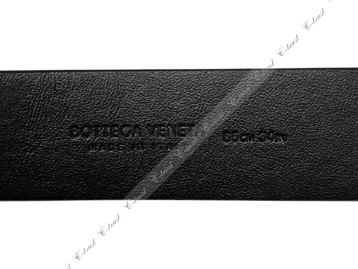 L437-85.. BOTTEGA VENETA ボッテガ ヴェネタ ベルト BELT ポーチ イントレチャート バックル カーフ ロゴ イタリア製 ★ 8803 BLACK_画像8