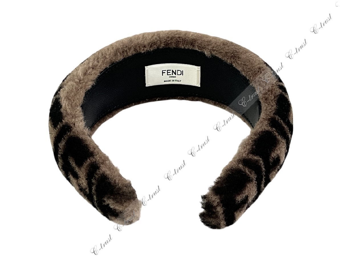 L748.. FENDI フェンディ ヘアバンド カチューシャ ヘアアクセサリー ファー FF ロゴ イタリア製 FXQ642A9VQF0QE1 ★ ブラウン_画像3