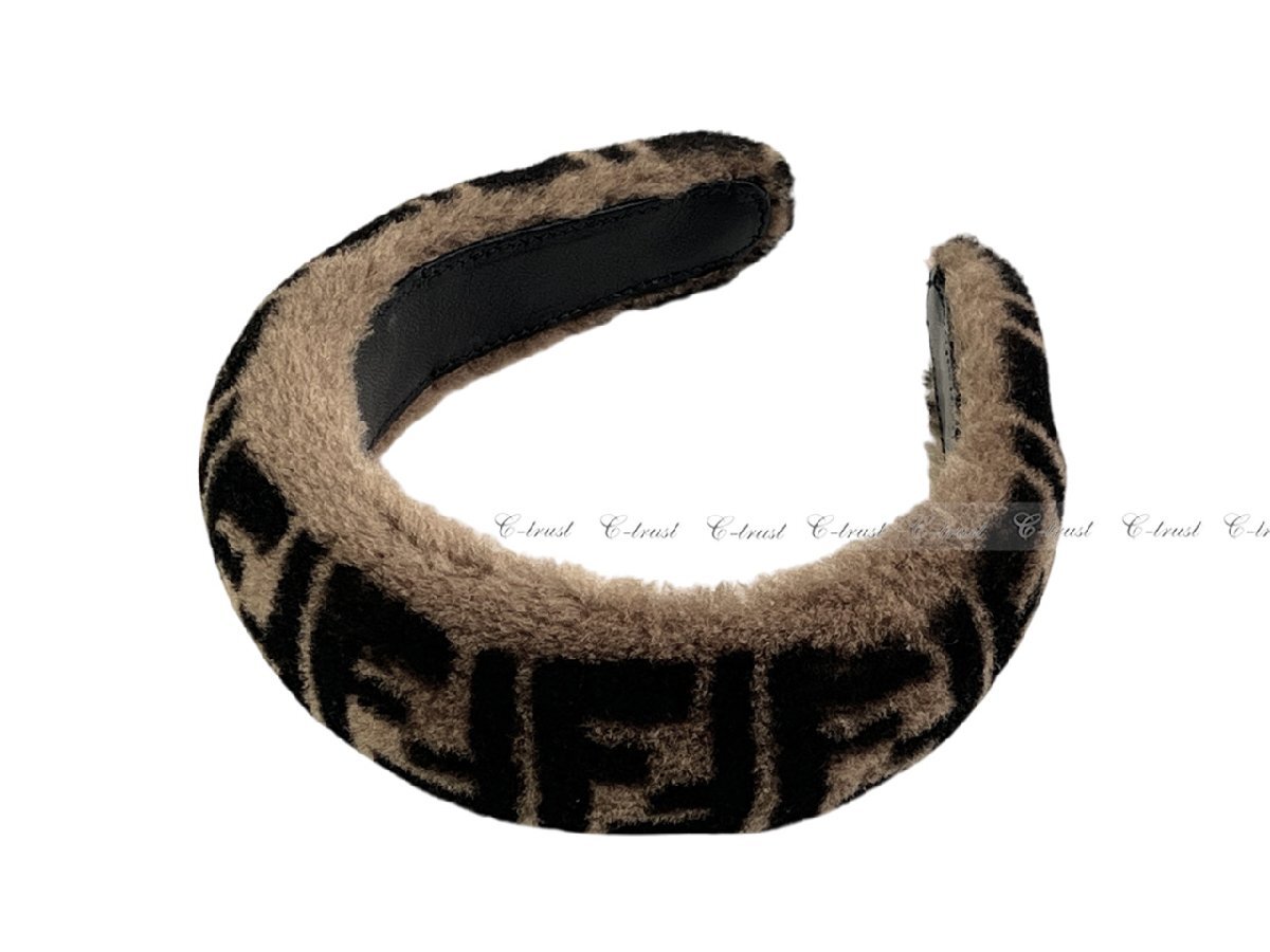 L748.. FENDI フェンディ ヘアバンド カチューシャ ヘアアクセサリー ファー FF ロゴ イタリア製 FXQ642A9VQF0QE1 ★ ブラウン_画像4
